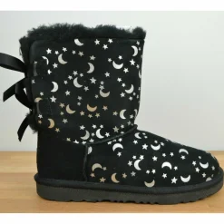 Enfant Ugg Boots fourrées Laine en Velours de cuir Bailey BoMoon and Stars noires