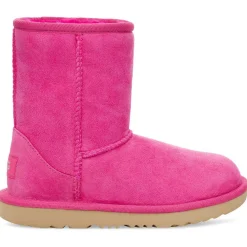 Enfant Ugg Boots fourrées Laine en Velours de Cuir Classic II fuchsia