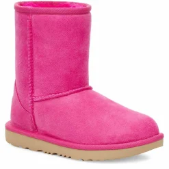 Enfant Ugg Boots fourrées Laine en Velours de Cuir Classic II fuchsia