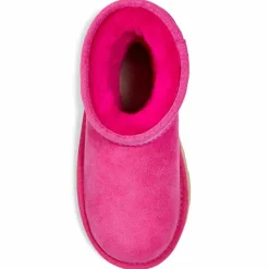 Enfant Ugg Boots fourrées Laine en Velours de Cuir Classic II fuchsia