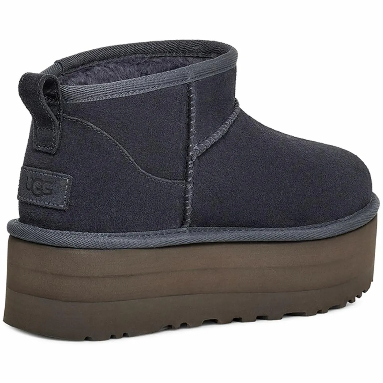 Femme Ugg Boots fourrées Laine en Velours de Cuir Classic Mini Platform marine