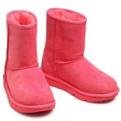 Enfant Ugg Boots fourrées Laine en Velours de Cuir Classic II roses
