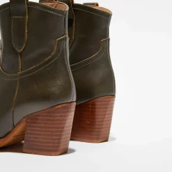 Femme Apologie Boots santiags en Cuir Lila kaki - Talon 7,5 cm