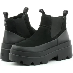 Outlet Ugg Bottes en Cuir Brisbane Chelsea noires - Talon 6.3 cm
