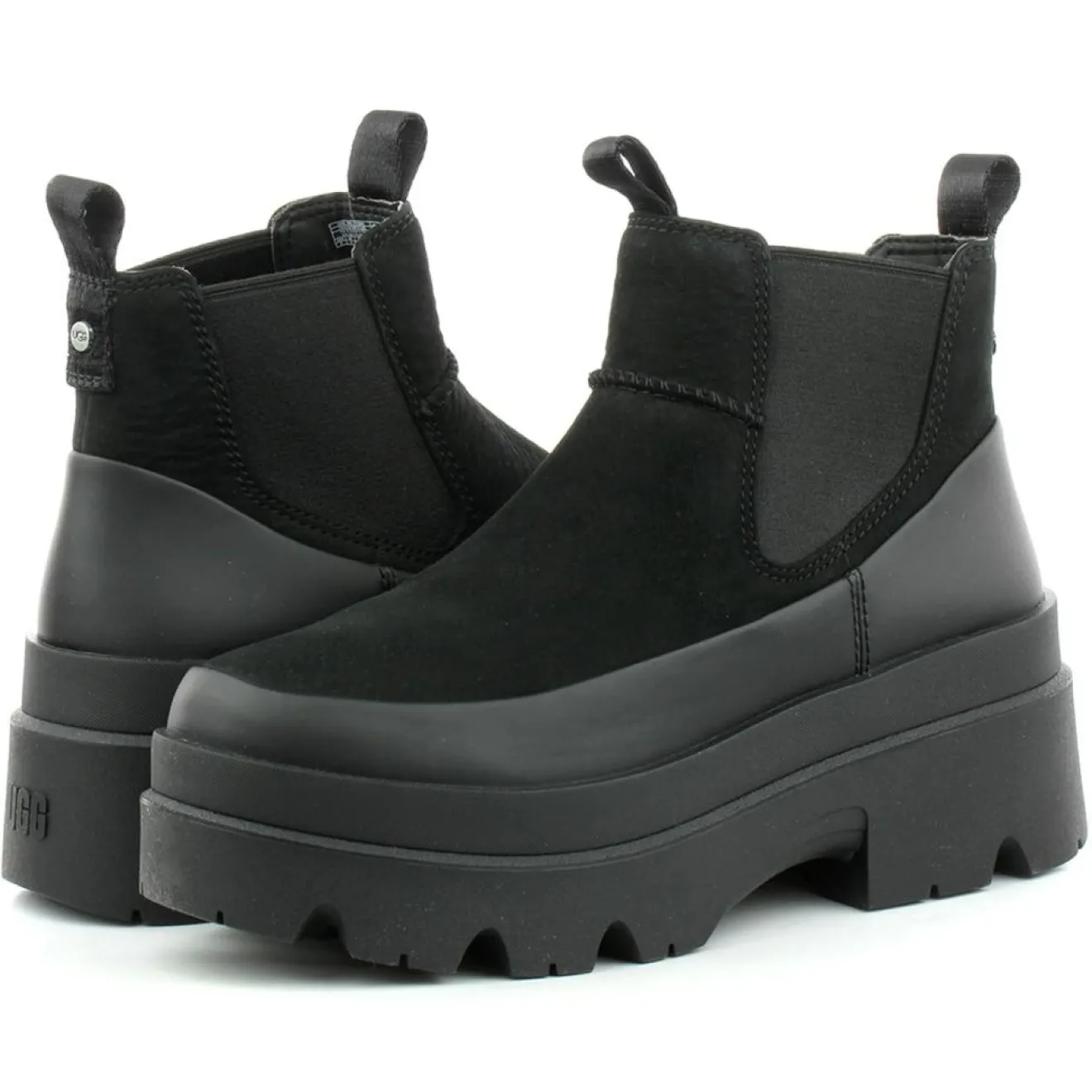 Outlet Ugg Bottes en Cuir Brisbane Chelsea noires - Talon 6.3 cm