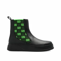 Homme Gucci Bottes en cuir Double G noires