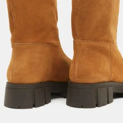 Galeries Lafayette Bottes en Cuir semelle épaisse camel - Talon 4 cm