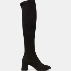 New Galeries Lafayette Bottes en Cuir stretch noires - Talon 7 cm