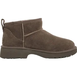 Sale Ugg Bottes en Velours de Cuir Ultra Mini New Heights marron