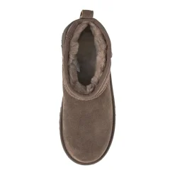 Sale Ugg Bottes en Velours de Cuir Ultra Mini New Heights marron
