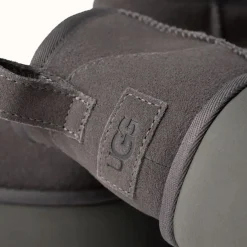 Femme Ugg Bottes en Velours de Cuir Classic Ultra Mini New Heights grises - Talon 7 cm