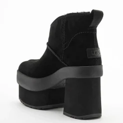 Femme Ugg Bottes en Velours de Cuir New Heights Platform Mini noires - Talon 11,4 cm