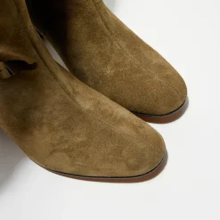 Femme Apologie Bottes en Velours de Cuir Lara kaki - Talon 8 cm