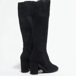 Stuart Weitzman Bottes en Velours de Cuir & Textile Livia noires - Talon 8,5 cm