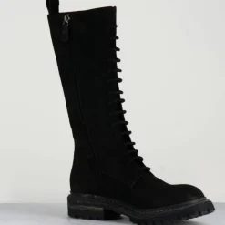 Sale Del Carlo Bottes en Velours de Cuir Granada noires