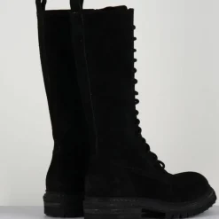 Sale Del Carlo Bottes en Velours de Cuir Granada noires