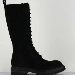 Sale Del Carlo Bottes en Velours de Cuir Granada noires