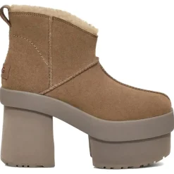 Ugg Bottes en Velours de Cuir New Heights Platform Mini marron - Talon 11.4 cm
