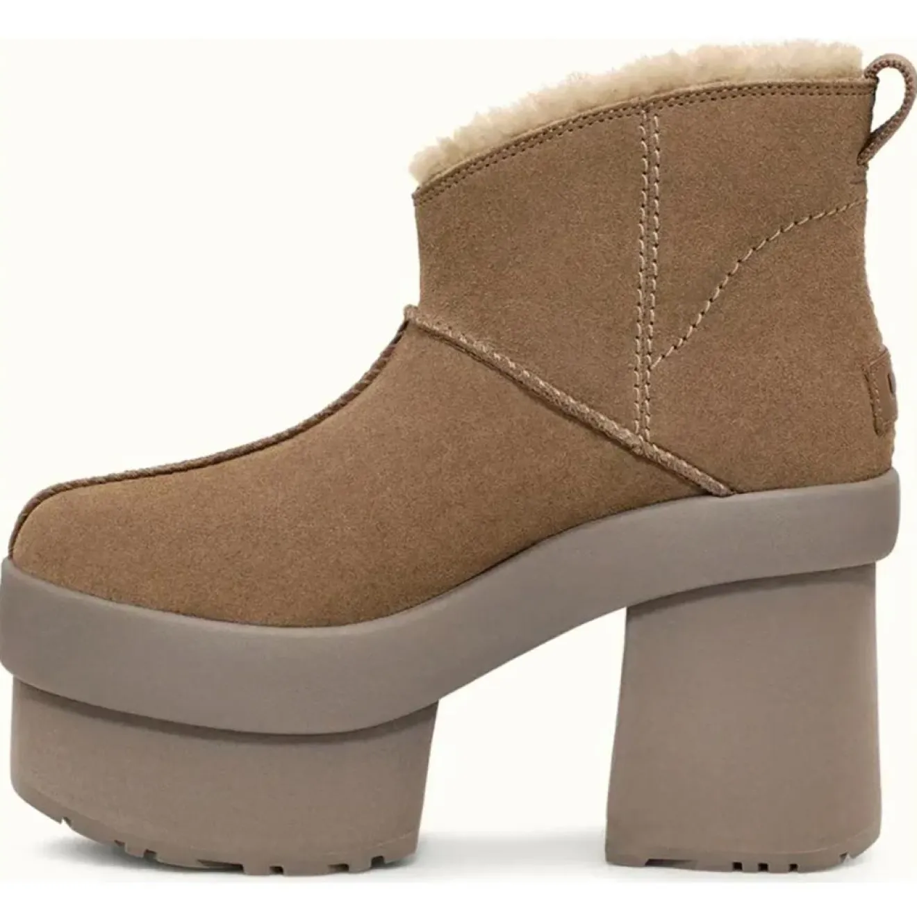 Ugg Bottes en Velours de Cuir New Heights Platform Mini marron - Talon 11.4 cm