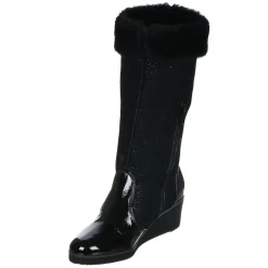 Femme Azurée Cannes Bottes fourrées en Velours de Cuir Carlin noires - Talon 5 cm