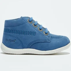 Enfant Kickers Bottillons Bébé en Velours de cuir bleus