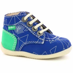 Enfant Kickers Bottillons en Cuir Bonbon-2 bleu/vert
