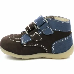 New Kickers Bottillons en Cuir Bonkro-2 marron/marine