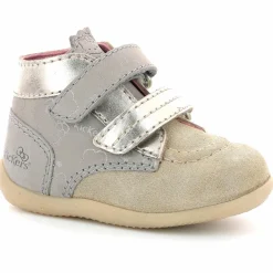 Enfant Kickers Bottillons en Cuir Bonkro-2 beige/doré