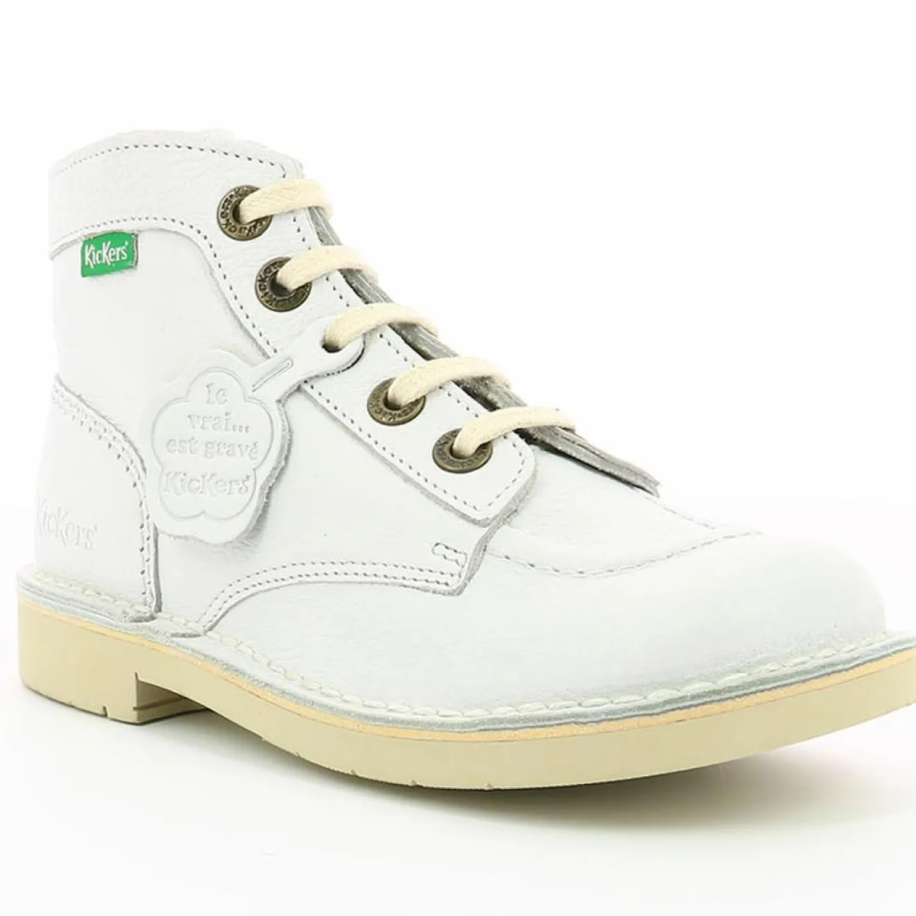 Enfant Kickers Bottillons en Cuir Kick Col blancs