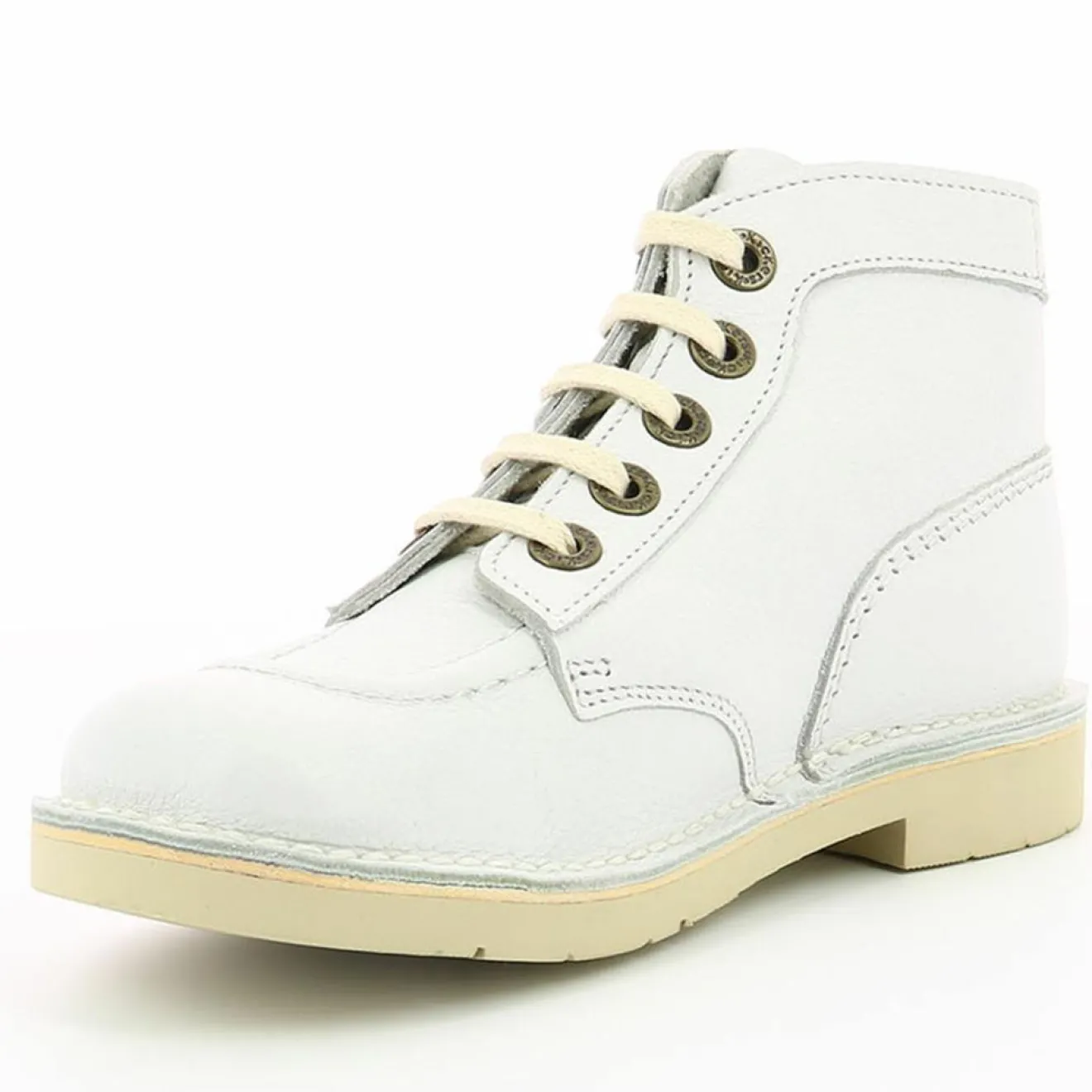 Enfant Kickers Bottillons en Cuir Kick Col blancs