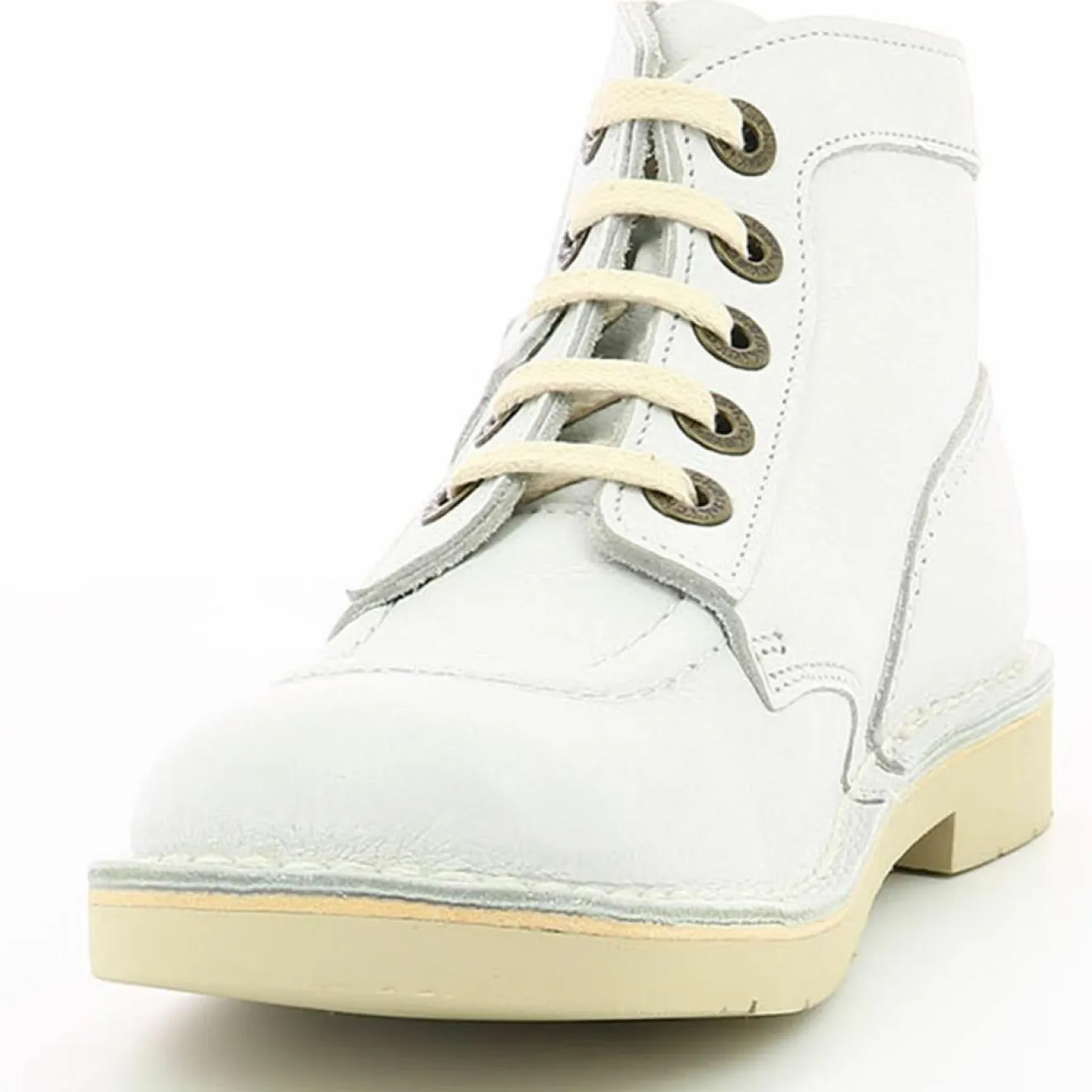 Enfant Kickers Bottillons en Cuir Kick Col blancs