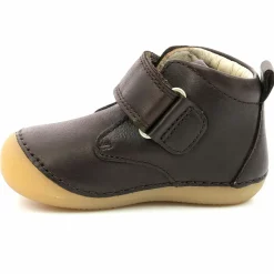 Enfant Kickers Bottillons en Cuir Sabio marron foncé
