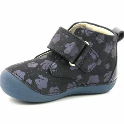 Enfant Kickers Bottillons en Cuir Sabio à fleurs marine