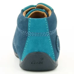 Enfant Aster Bottillons en Velours de Cuir Olbi bleu pétrole