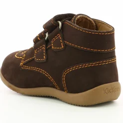 Enfant Kickers Bottillons en Velours de Cuir Bonkro marron foncé