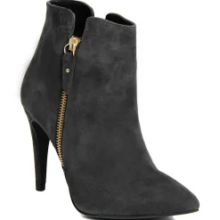 Femme Lab78 Bottines à talon en Velours de Cuir Cleopatre noires - Talon 10 cm