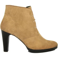 Femme Lab78 Bottines à talon en Velours de Cuir April camel - Talon 8.5 cm
