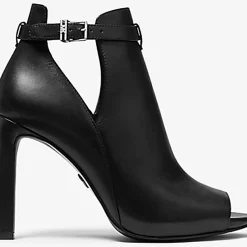 Femme Michael Kors Chaussures Bottines en Cuir à bout ouvert Lawson noires - Talon 8.9 cm