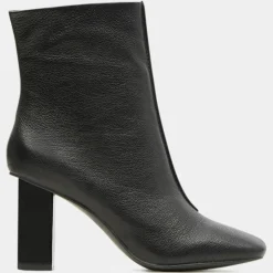Sale Galeries Lafayette Bottines en Cuir à talon géométrique noires - Talon 8,5 cm
