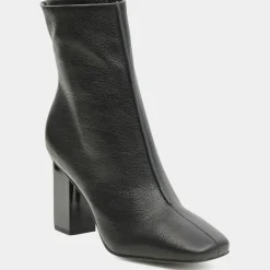 Sale Galeries Lafayette Bottines en Cuir à talon géométrique noires - Talon 8,5 cm