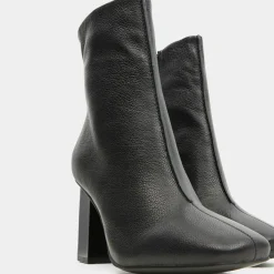 Sale Galeries Lafayette Bottines en Cuir à talon géométrique noires - Talon 8,5 cm