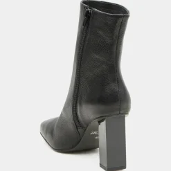 Sale Galeries Lafayette Bottines en Cuir à talon géométrique noires - Talon 8,5 cm
