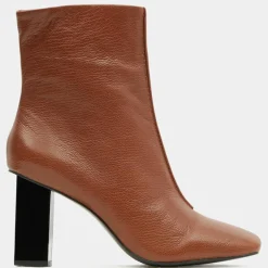 Sale Galeries Lafayette Bottines en Cuir à talon géométrique cognac - Talon 8,5 cm