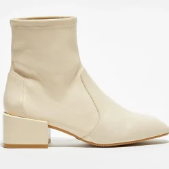 Femme Stuart Weitzman Bottines en Cuir Accordion vanille - Talon 5 cm