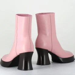 Outlet Garrice Lab Bottines en Cuir blau roses - Talon : 7.5cm