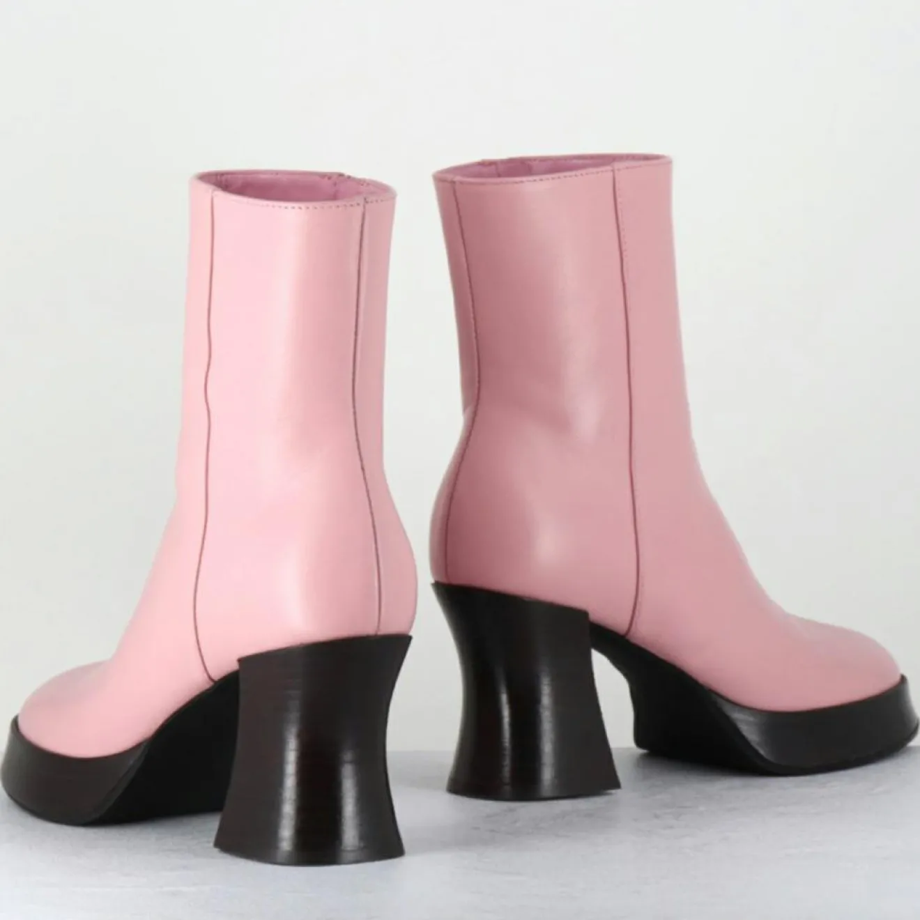 Outlet Garrice Lab Bottines en Cuir blau roses - Talon : 7.5cm