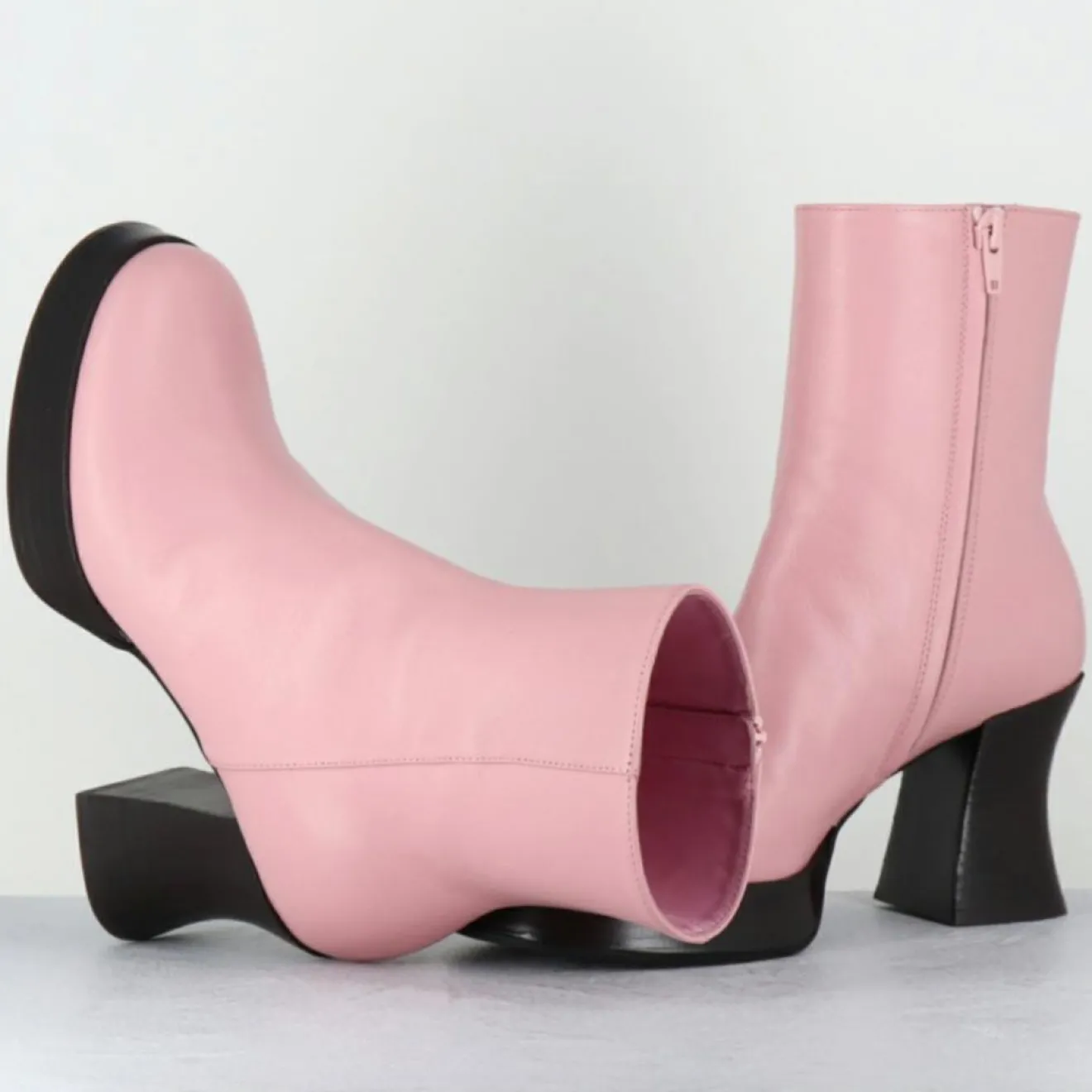 Outlet Garrice Lab Bottines en Cuir blau roses - Talon : 7.5cm