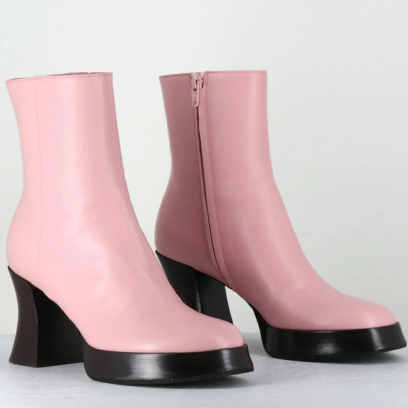 Outlet Garrice Lab Bottines en Cuir blau roses - Talon : 7.5cm