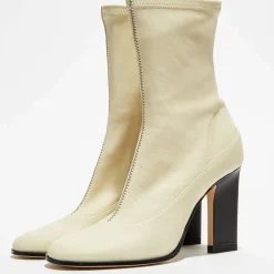 Femme Wandler Bottines en Cuir Lesly beiges - Talon 9,5 cm