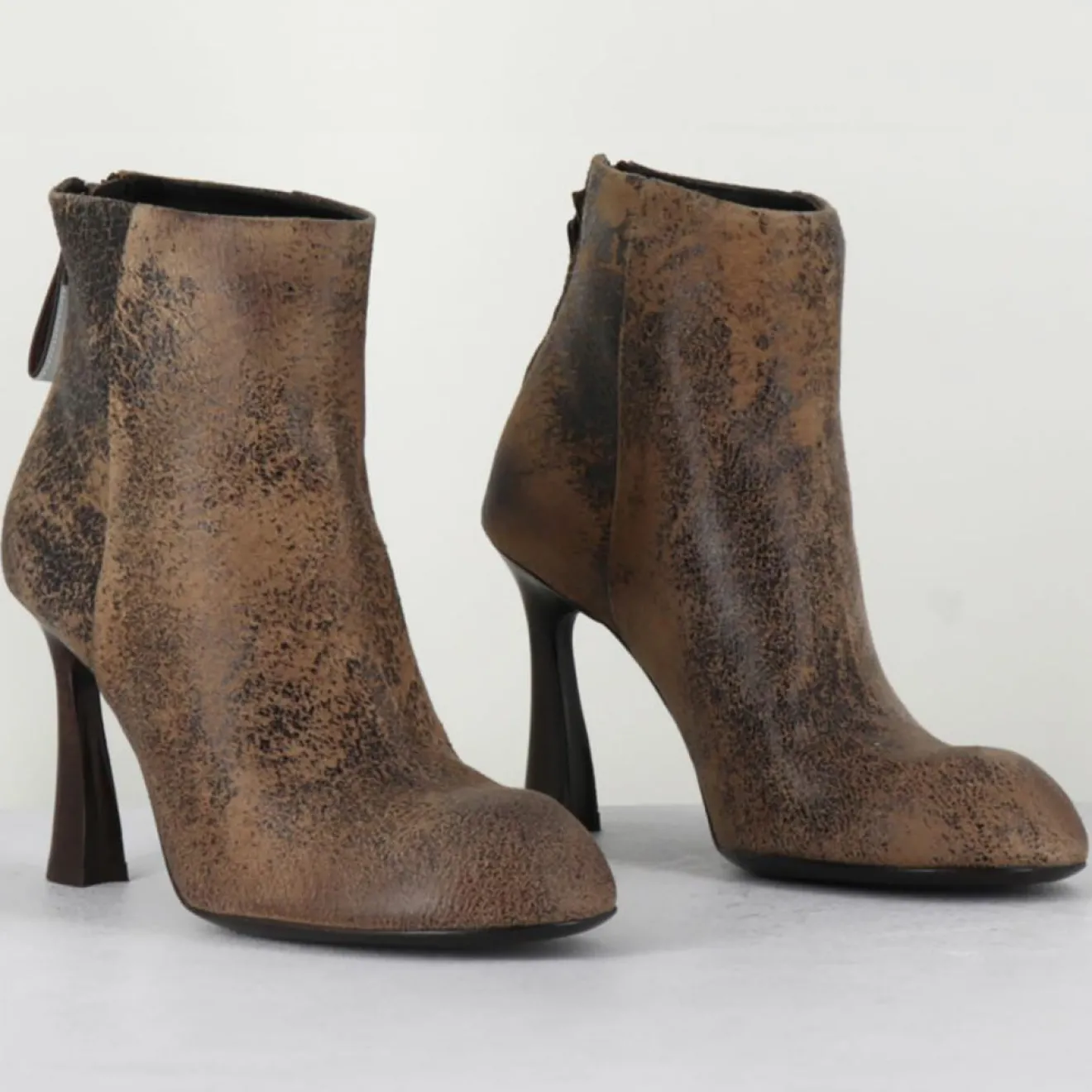 Femme Premiata Bottines en Cuir marron - Talon 9 cm